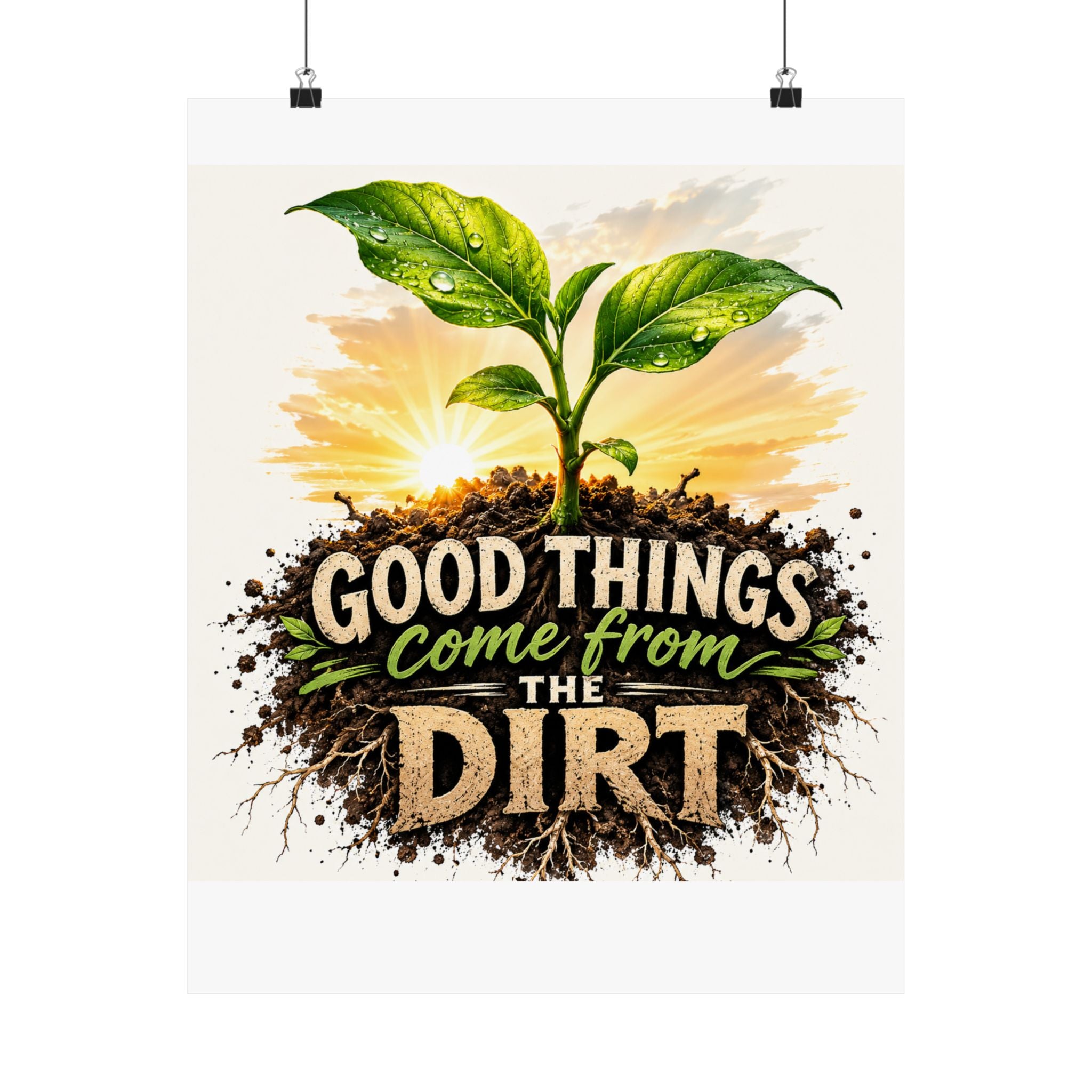 Good Things Come From The Dirt Poster — Gardening Motivational Matte Vertical Poster