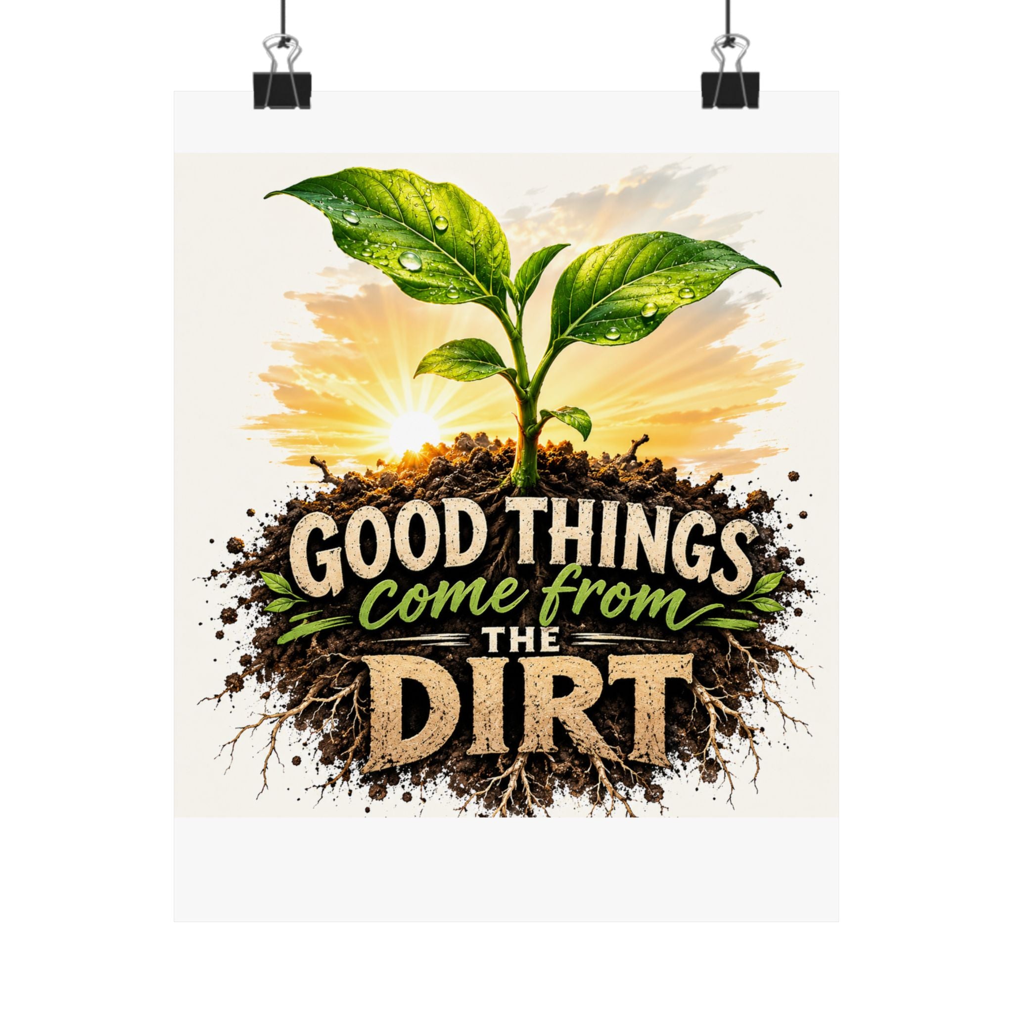Good Things Come From The Dirt Poster — Gardening Motivational Matte Vertical Poster