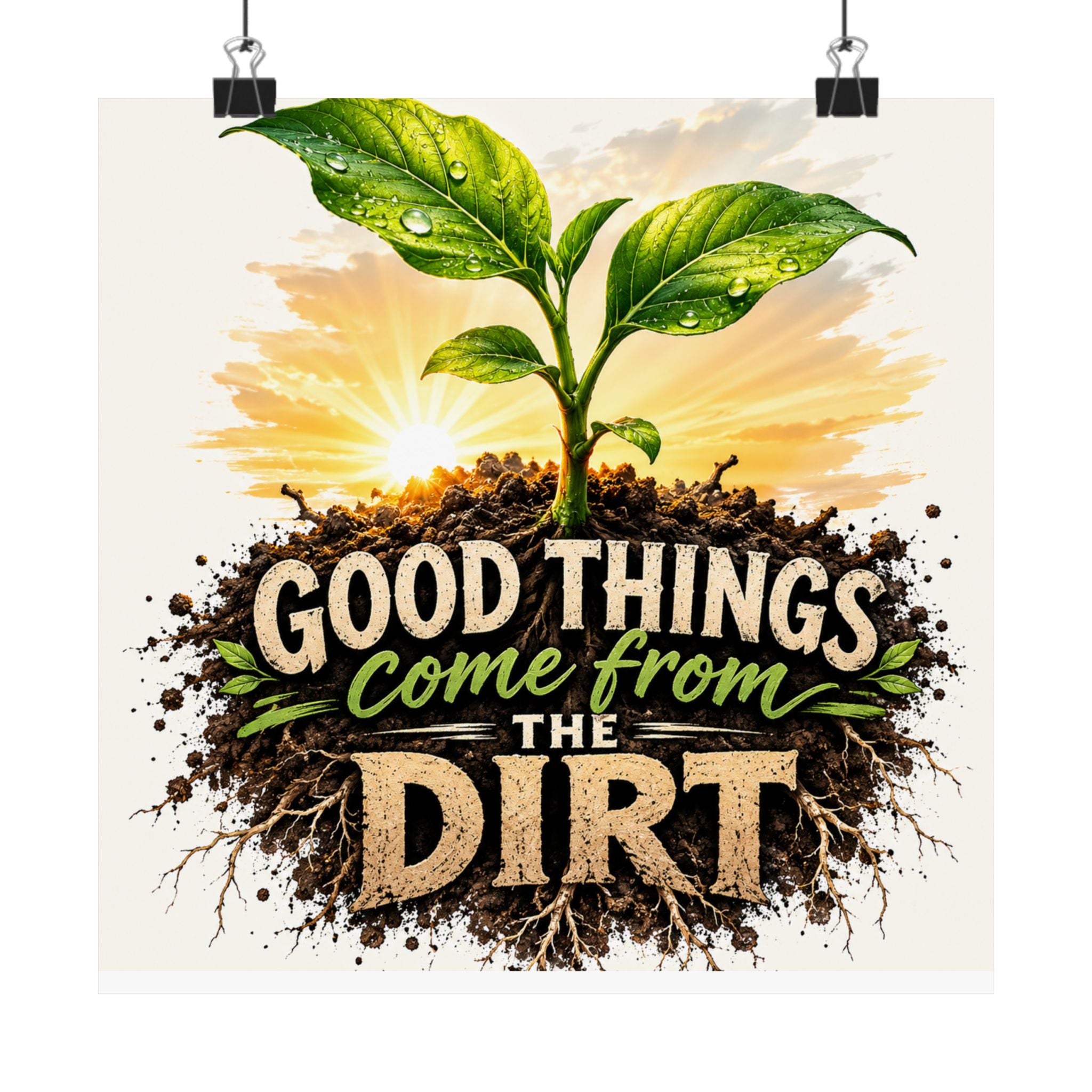 Good Things Come From The Dirt Poster — Gardening Motivational Matte Vertical Poster