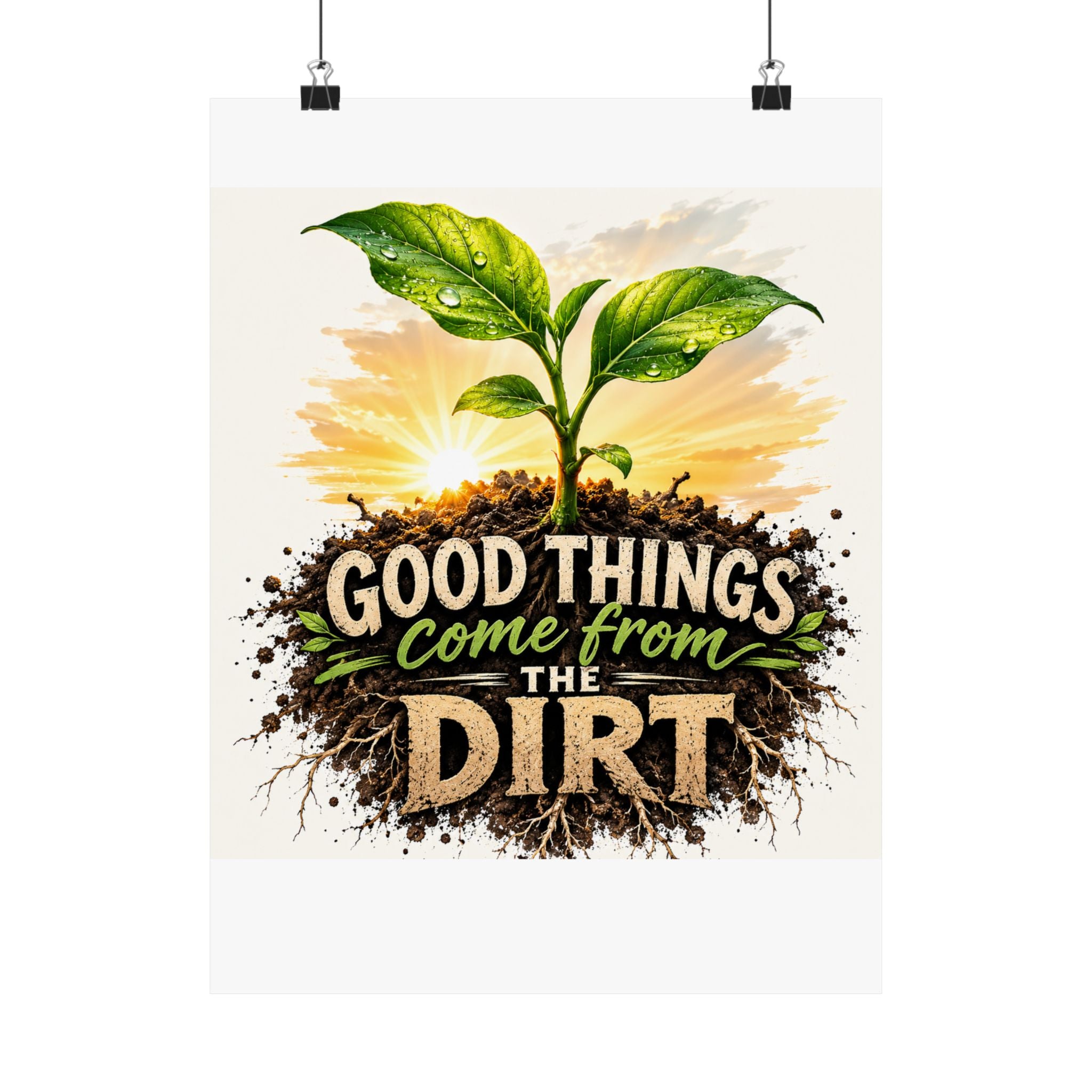 Good Things Come From The Dirt Poster — Gardening Motivational Matte Vertical Poster